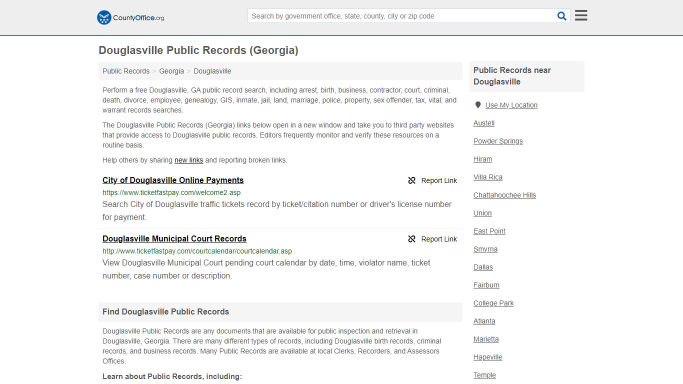 Public Records - Douglasville, GA (Business, Criminal, GIS, Property ...